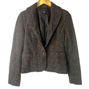 Calvin Klein Jeans Fitted Brown Tweed Wool Blend‎ Jacket Size Small